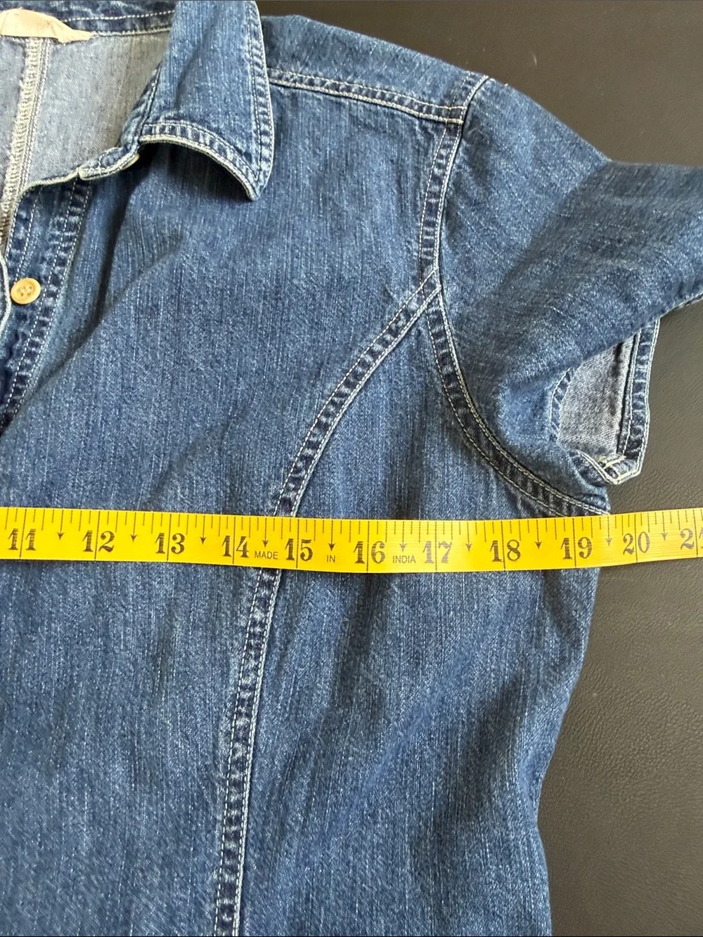 Crew Denim Button Front Shirt Dress with Pockets